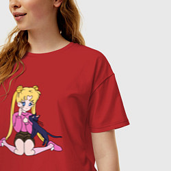 Футболка оверсайз женская Усаги и Луна, цвет: красный — фото 2