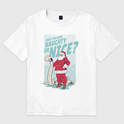Футболка оверсайз женская Санта со списком плохишей, цвет: белый