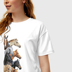 Футболка оверсайз женская Лошади, цвет: белый — фото 2