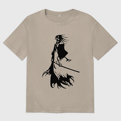 Футболка оверсайз женская Кенпачи капитан одиннадцатого отряда из аниме блич, цвет: миндальный