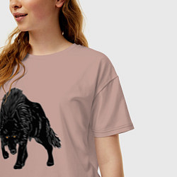 Футболка оверсайз женская Черный Волк, цвет: пыльно-розовый — фото 2