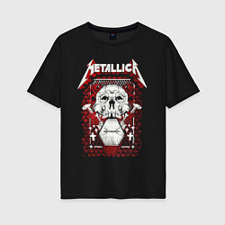 Футболка оверсайз женская Metallica art 01, цвет: черный