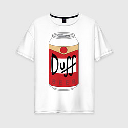 Футболка оверсайз женская Duff Beer, цвет: белый