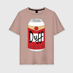 Футболка оверсайз женская Duff Beer, цвет: пыльно-розовый