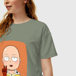 Футболка оверсайз женская Сайтама One Punch Man, цвет: авокадо — фото 2