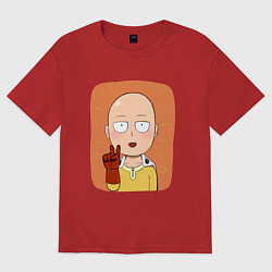 Футболка оверсайз женская Сайтама One Punch Man, цвет: красный