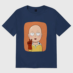 Футболка оверсайз женская Сайтама One Punch Man, цвет: тёмно-синий