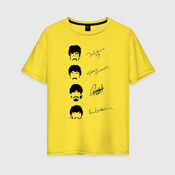 Футболка оверсайз женская The Beatles автографы, цвет: желтый