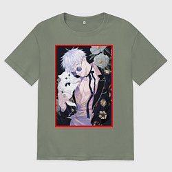 Футболка оверсайз женская Сатору гото С кошечкой, цвет: авокадо