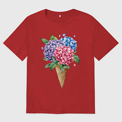 Женская футболка оверсайз Букет цветов в рожке