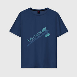 Женская футболка оверсайз Valheim светлое лого с секирой