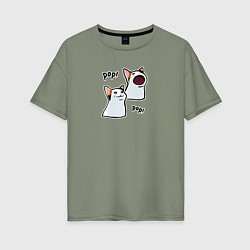 Футболка оверсайз женская Pop Cat, цвет: авокадо