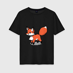 Футболка оверсайз женская Minecraft Pixel art fox, цвет: черный