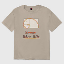 Футболка оверсайз женская Fibonacci Золотое сечение, цвет: миндальный