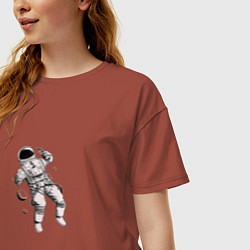 Футболка оверсайз женская Космонавт, цвет: кирпичный — фото 2