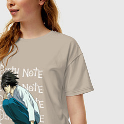 Футболка оверсайз женская ТЕТРАДЬ СМЕРТИ, цвет: миндальный — фото 2