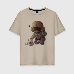 Футболка оверсайз женская J?ger Rainbow Six Art 02, цвет: миндальный