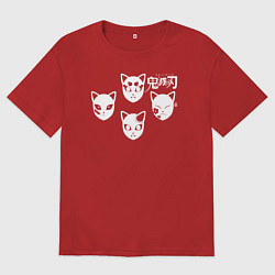 Футболка оверсайз женская МАСКИ Клинок, рассекающий демонов, цвет: красный