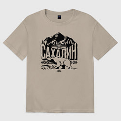 Футболка оверсайз женская Остров Сахалин, цвет: миндальный