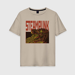 Футболка оверсайз женская Стимпанк Дино Steampunk T-Rex Z, цвет: миндальный