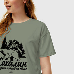 Футболка оверсайз женская Сахалин - лучший остров, цвет: авокадо — фото 2