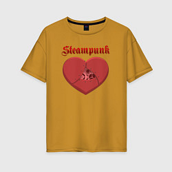 Футболка оверсайз женская Heart Steampunk Меха сердце Z, цвет: горчичный