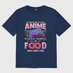 Футболка оверсайз женская Anime Video Games Or Food, цвет: тёмно-синий