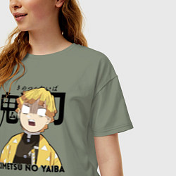 Футболка оверсайз женская Зеницу Агацума Kimetsu no Yaiba, цвет: авокадо — фото 2