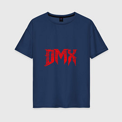 Футболка оверсайз женская Рэпер DMX логотип logo, цвет: тёмно-синий