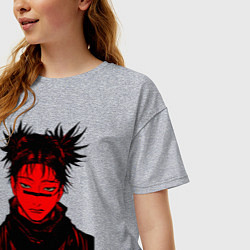 Футболка оверсайз женская Кровь Чосо Магическая Битва, цвет: меланж — фото 2