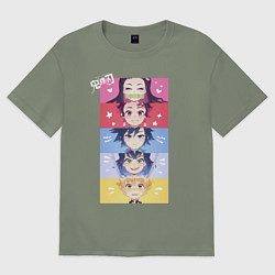 Футболка оверсайз женская Клинок, рассекающий демонов ГЕРОИ, цвет: авокадо