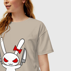 Футболка оверсайз женская Зайка с ножами, цвет: миндальный — фото 2