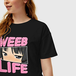 Футболка оверсайз женская Weeb life, цвет: черный — фото 2