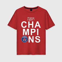 Футболка оверсайз женская PSG CHAMPIONS, цвет: красный