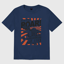 Футболка оверсайз женская ROAR Tokyo T-rex, цвет: тёмно-синий
