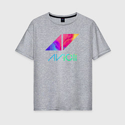 Футболка оверсайз женская AVICII RAIBOW, цвет: меланж