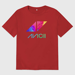 Футболка оверсайз женская AVICII RAIBOW, цвет: красный