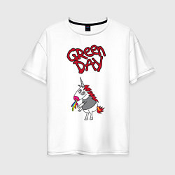 Футболка оверсайз женская Green Day Unicorn, цвет: белый