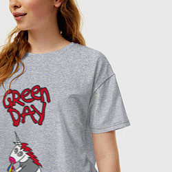 Футболка оверсайз женская Green Day Unicorn, цвет: меланж — фото 2