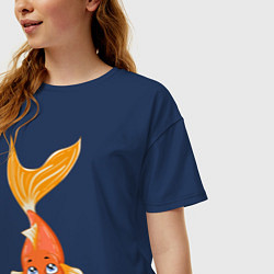 Футболка оверсайз женская Золотая рыбка, цвет: тёмно-синий — фото 2