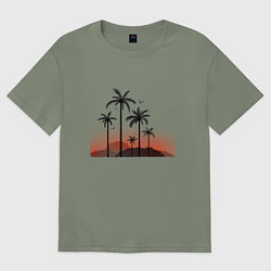Футболка оверсайз женская Palm tree, цвет: авокадо