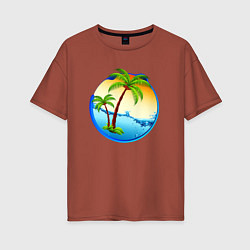 Футболка оверсайз женская Palm beach, цвет: кирпичный