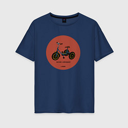Футболка оверсайз женская Ретро велосипед, цвет: тёмно-синий