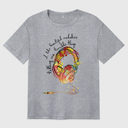 Футболка оверсайз женская Love Music, цвет: меланж