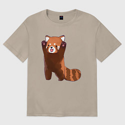 Футболка оверсайз женская Нападение милой панды, цвет: миндальный