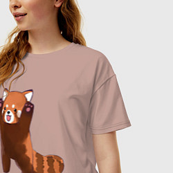 Футболка оверсайз женская Нападение милой панды, цвет: пыльно-розовый — фото 2