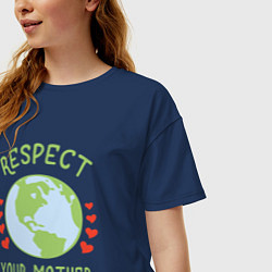 Футболка оверсайз женская Respect Earth, цвет: тёмно-синий — фото 2