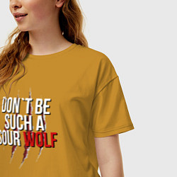 Футболка оверсайз женская Dont be such a sour wolf, цвет: горчичный — фото 2