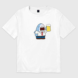 Футболка оверсайз женская SHARK & BEER парная, цвет: белый
