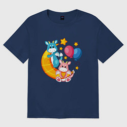 Футболка оверсайз женская Два дракончика, цвет: тёмно-синий